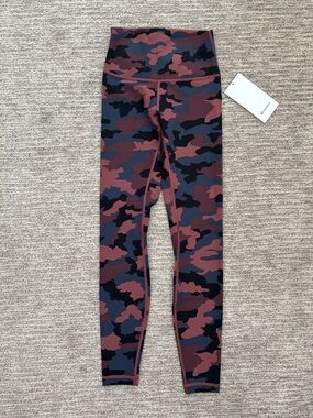 lululemon Wunder Under Camo Hi-Rise Leggings - Burgundy/Black/Navy/Pink
